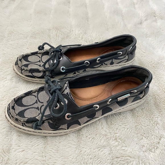 Coach Black and Gray Signature Loafers Flats Size 7 - Picture 4 of 15
